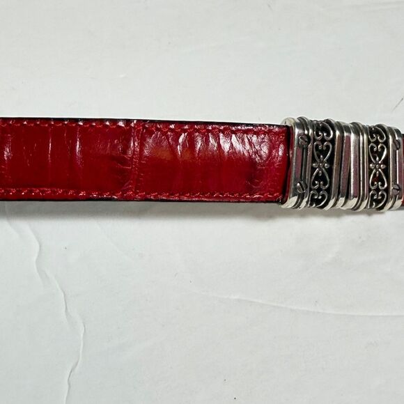 Brighton Reversible Leather Belt Black Red Faux Reptile  display picture 3